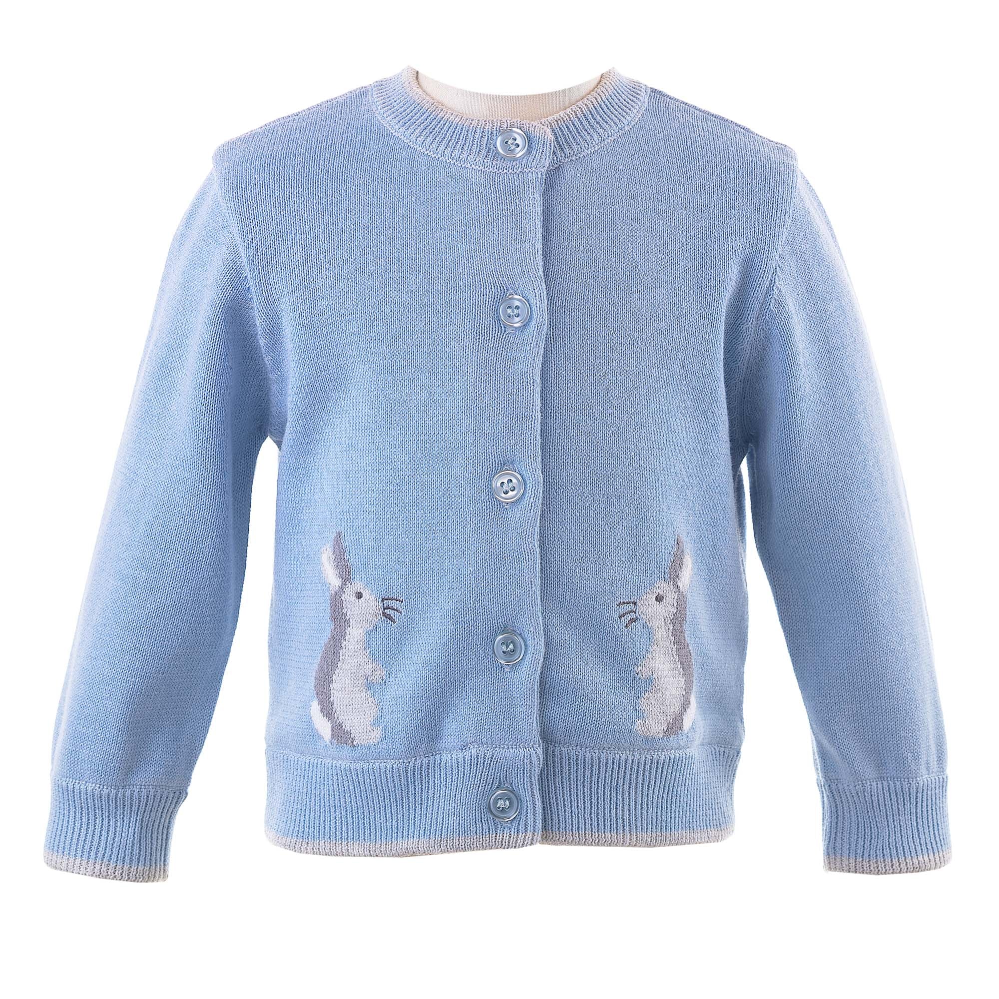 Blue Bunny Intarsia Cardigan - 6m