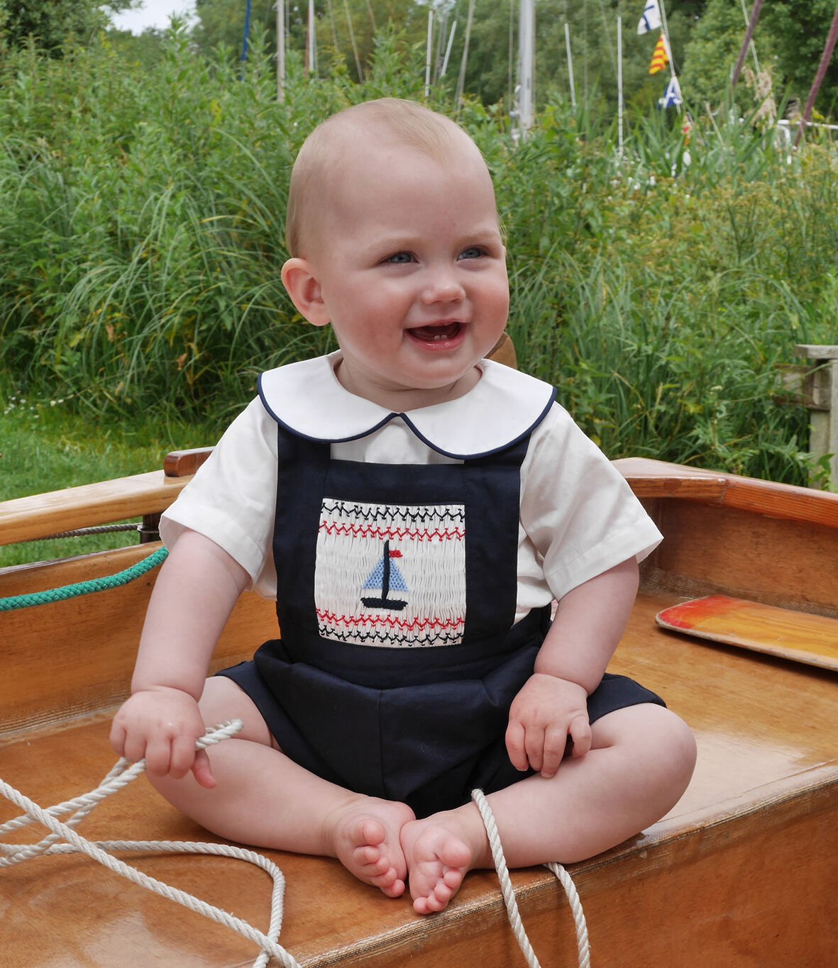 Sailboat Smocked Dungarees