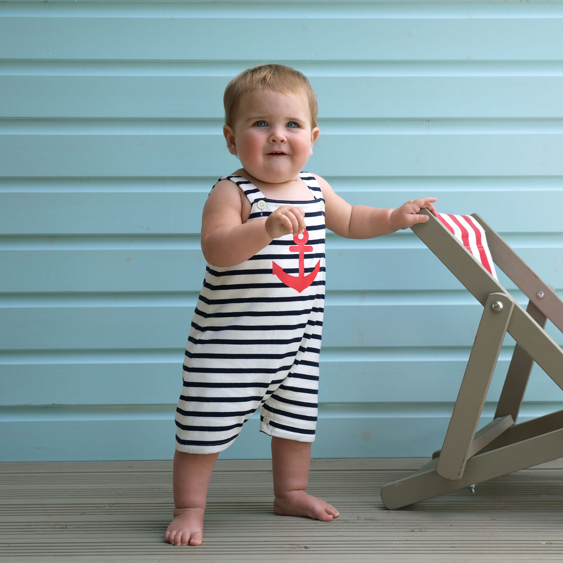 Stripe Anchor Jersey Dungarees