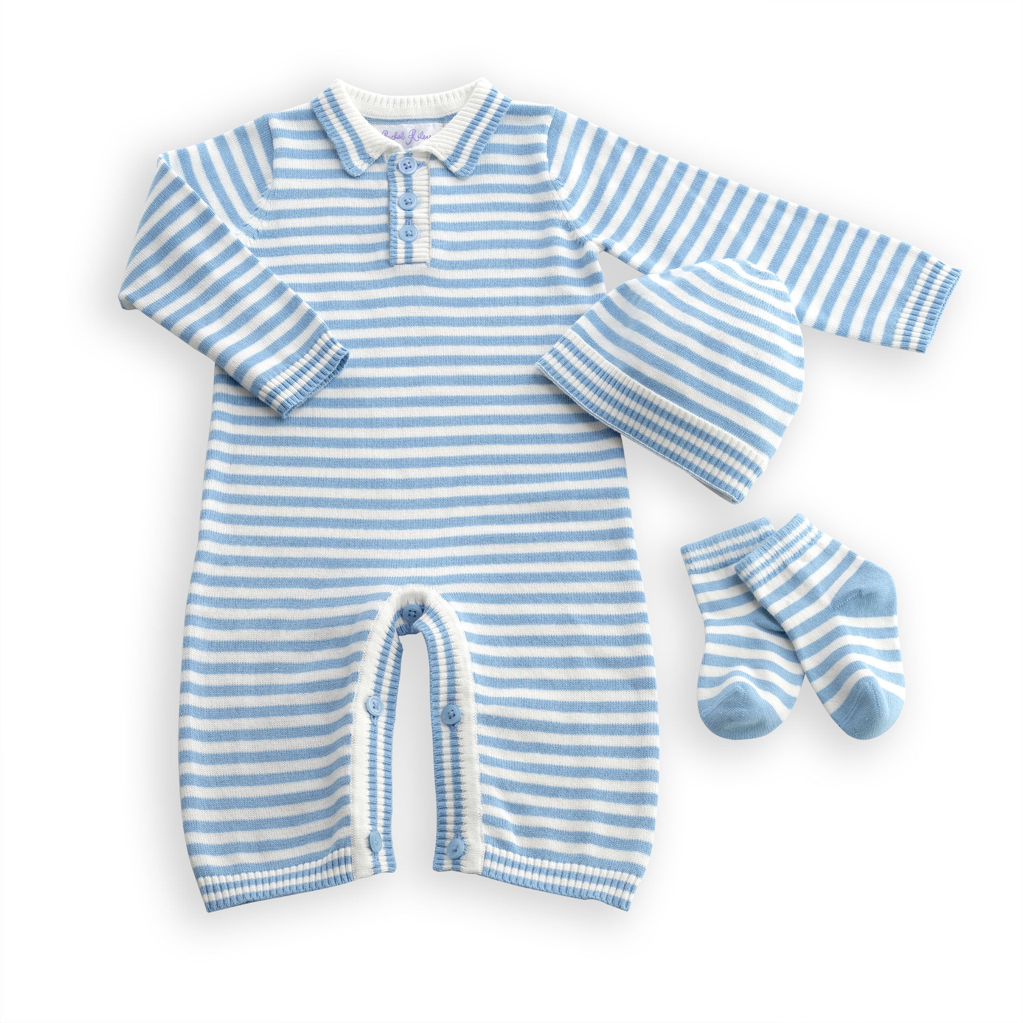 Blue Knit Playsuit Gift Set - 3m