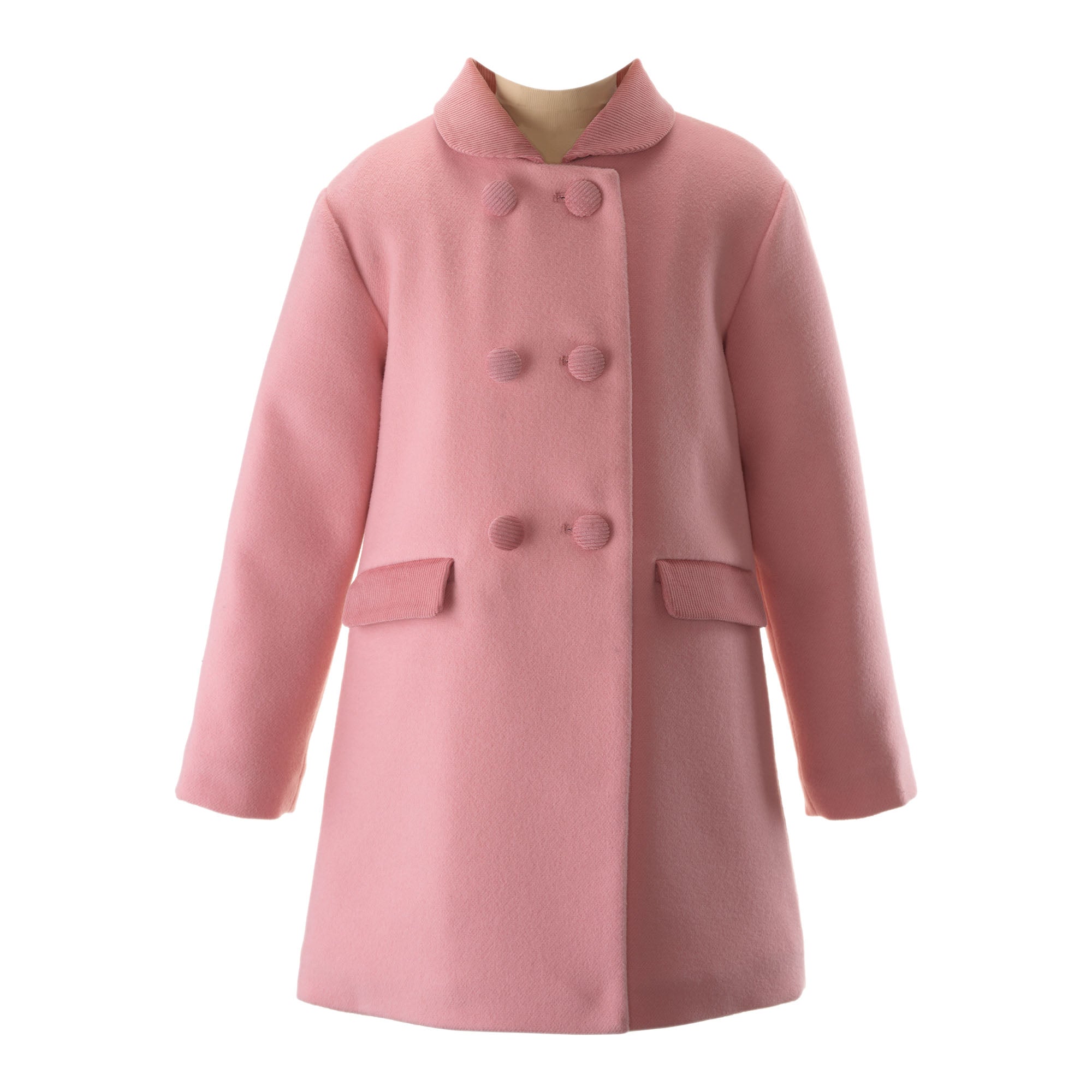 Pink Velvet Trim Dress Coat - 2y