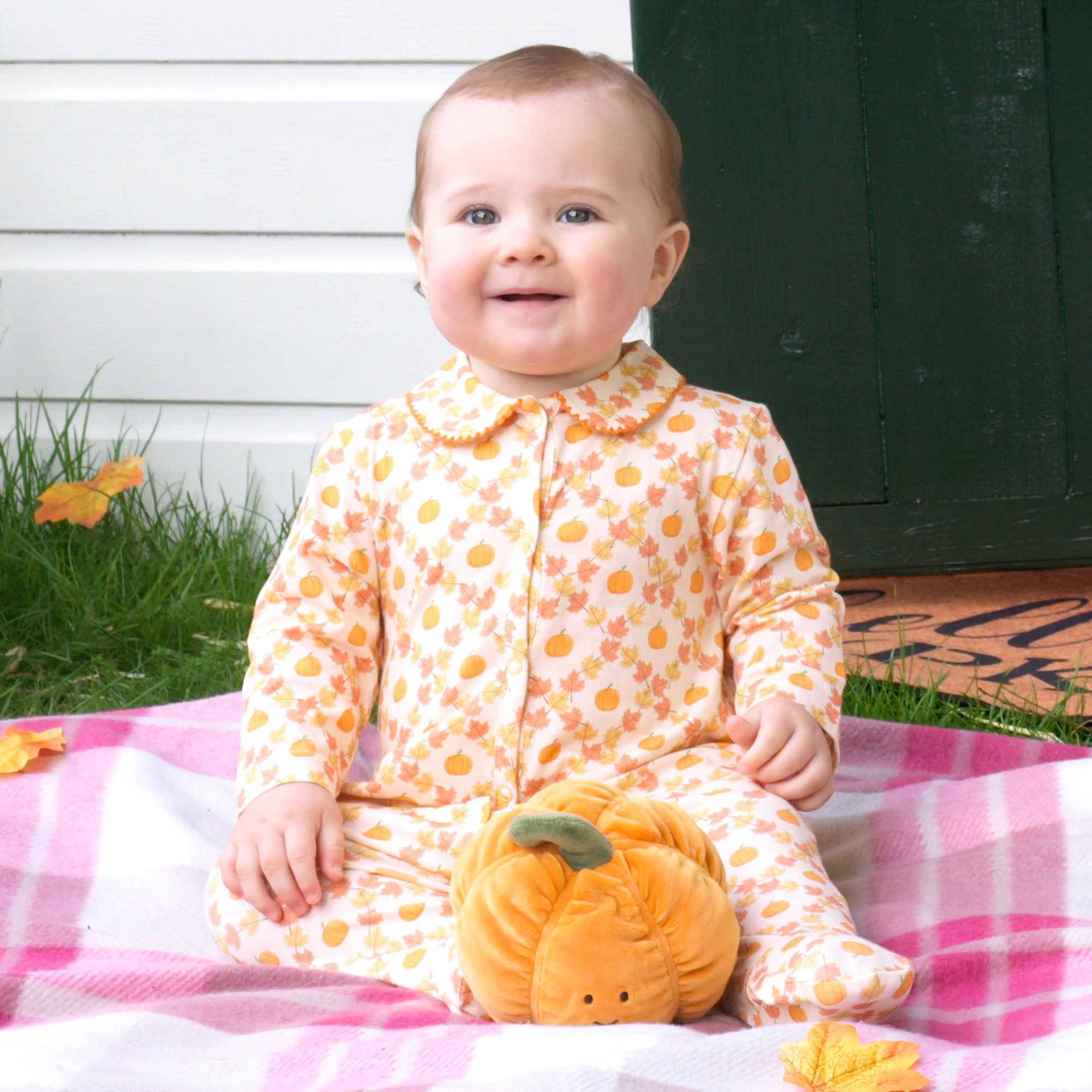 Pumpkin Check Babygro